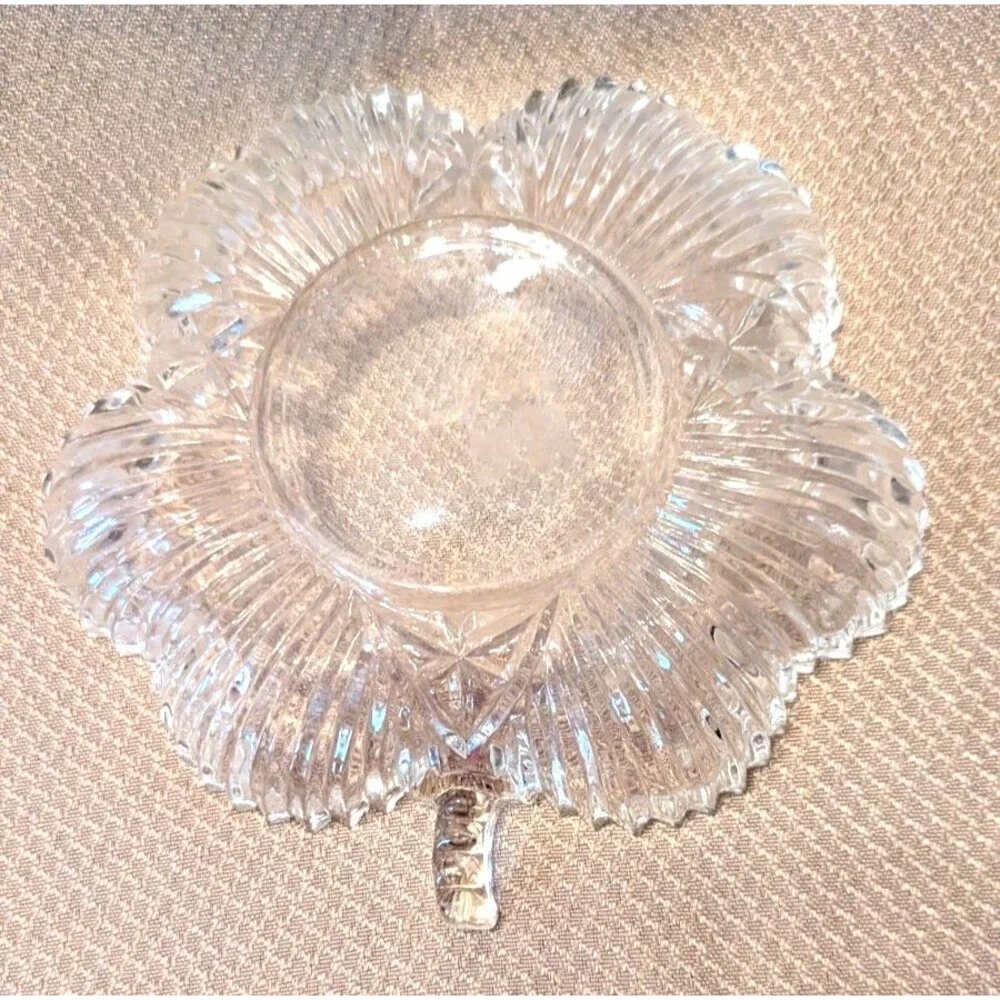 Vintage 50s Federal Glass Shamrock Clover Leaf Candy Dish 6-in St. Patrick's Day